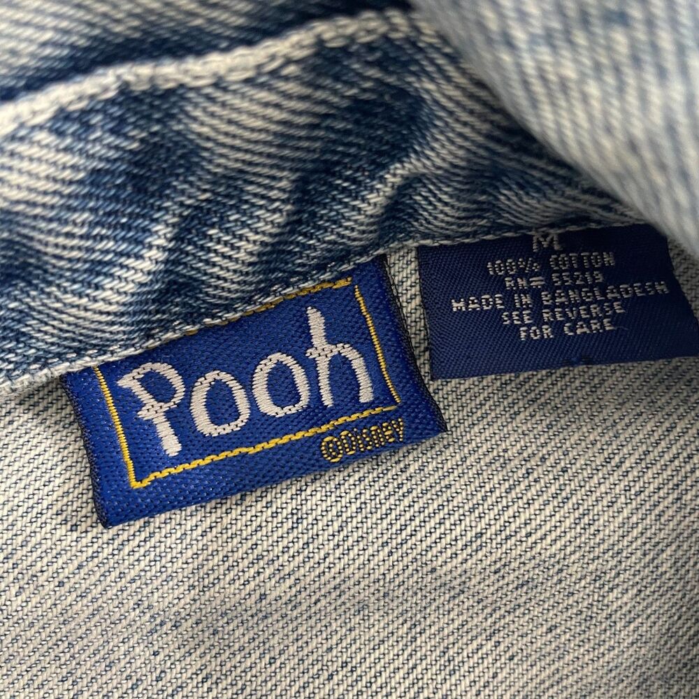 VTG Disney Winnie The Pooh Tigger Jean Jacket Women M Blue 90s Denim - Picture 3 of 16